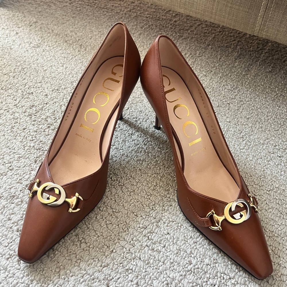 GUCCI Zumi 75mm Leather Horsebit Pump